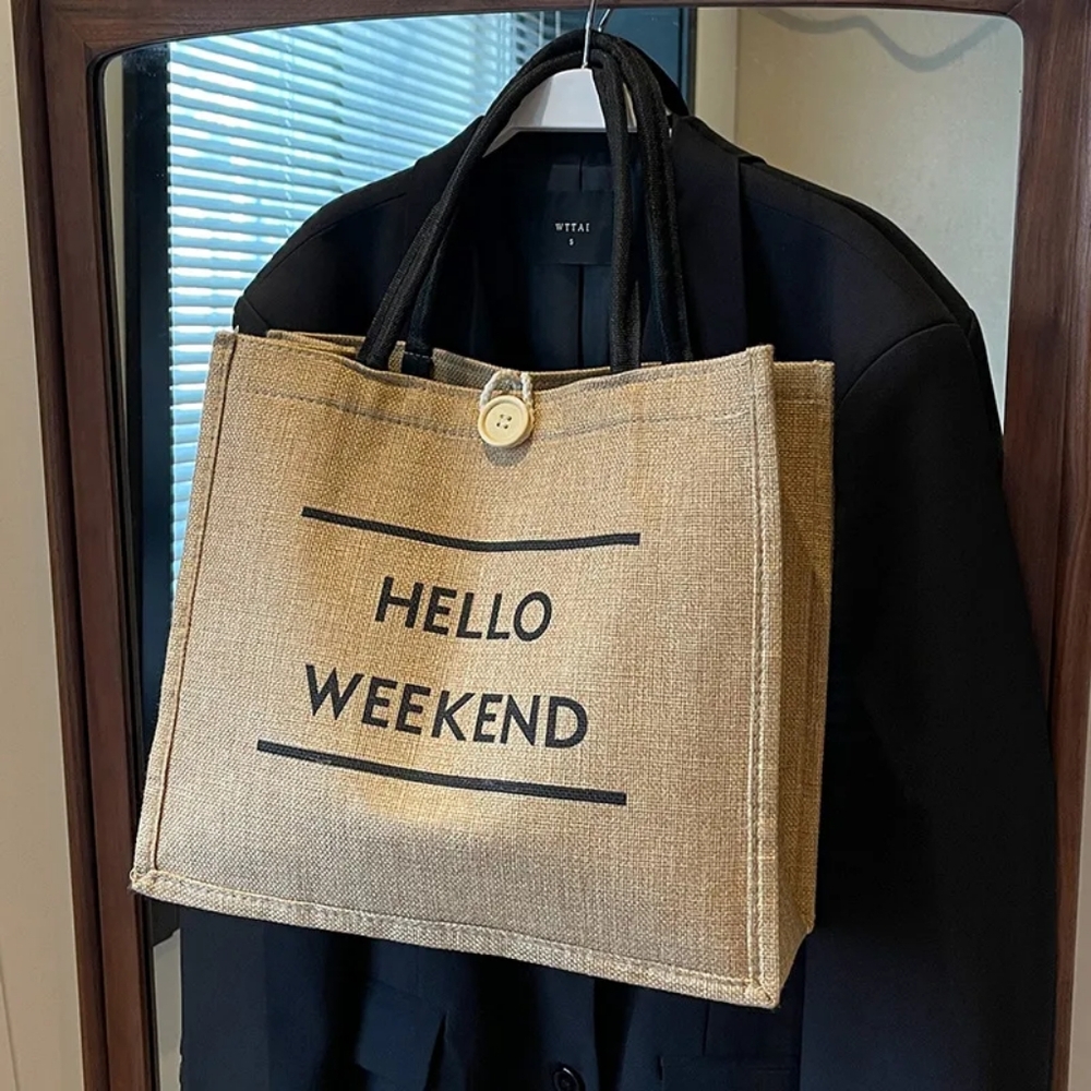 Unisex All Seasons Linen Streetwear Square Hook Loop Handbag